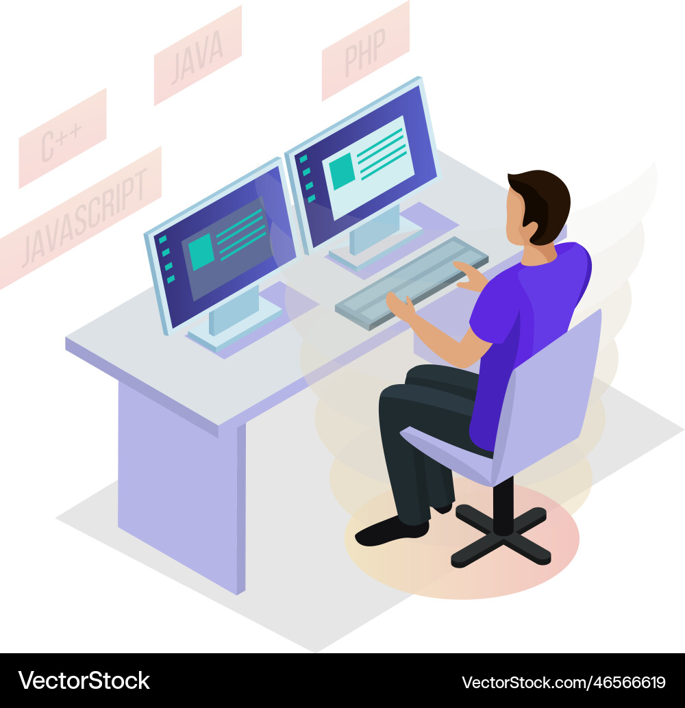 Programming Isometric Concept Vector Image
