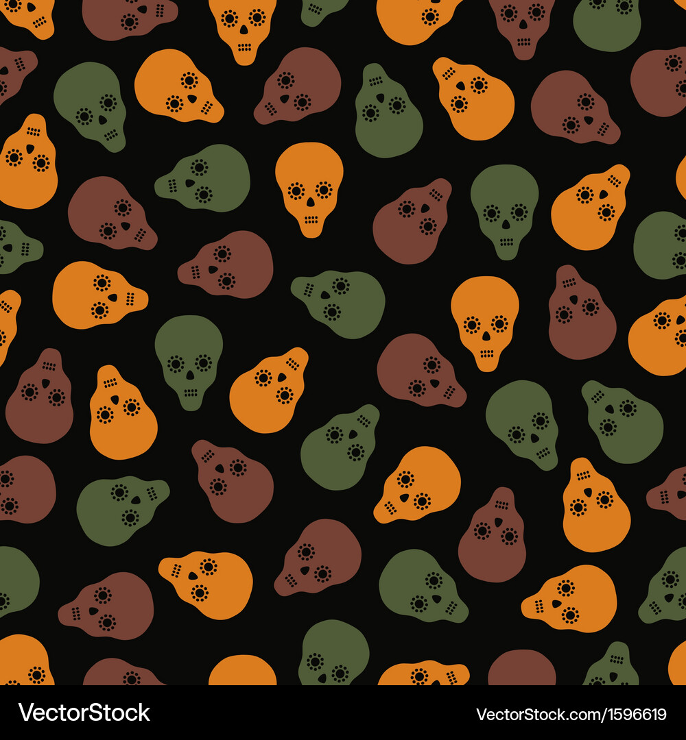 Seamless pattern of skulls on a dark background Vector Image