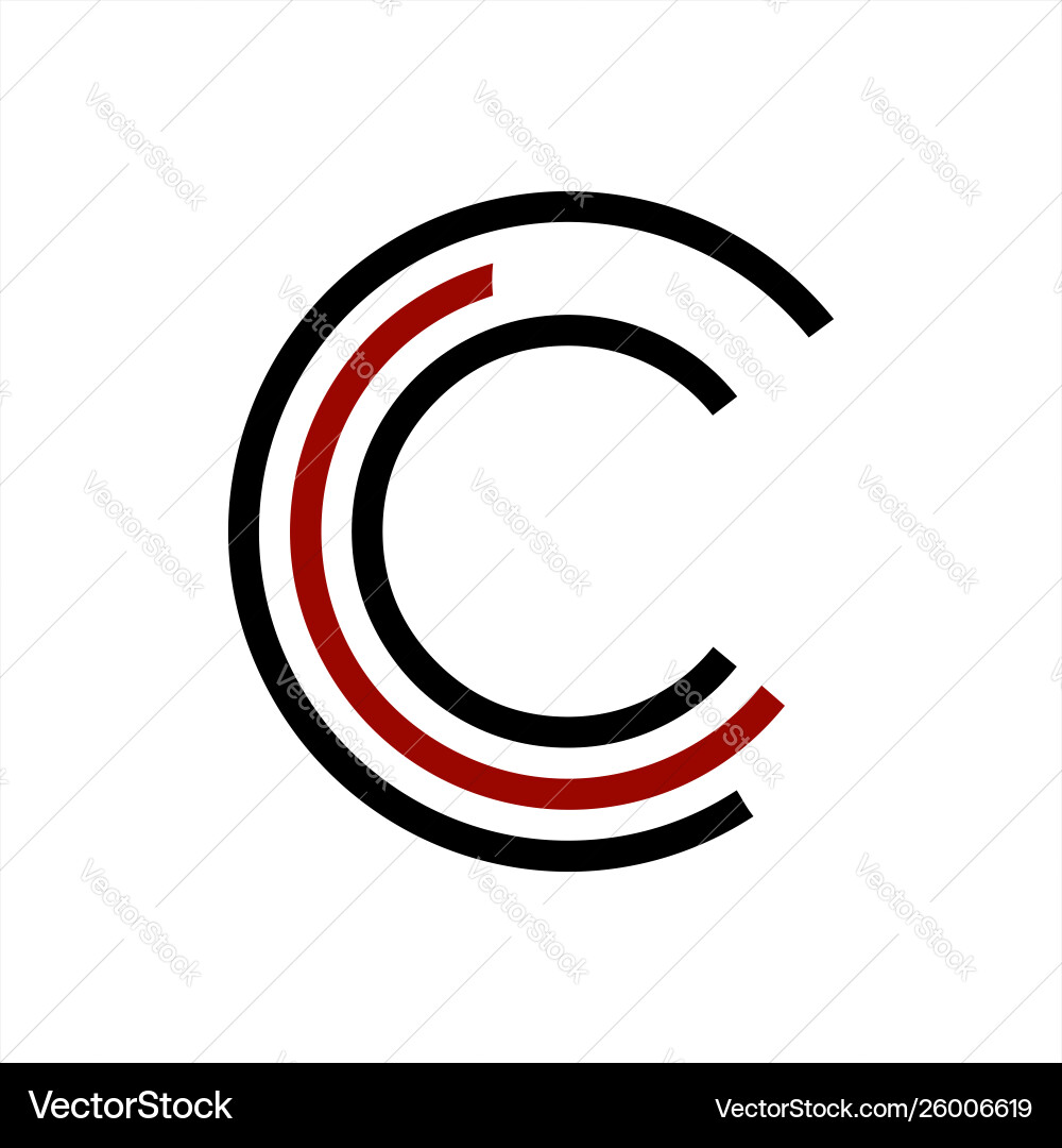 Simple initials c cc ccc geometric network line vector image