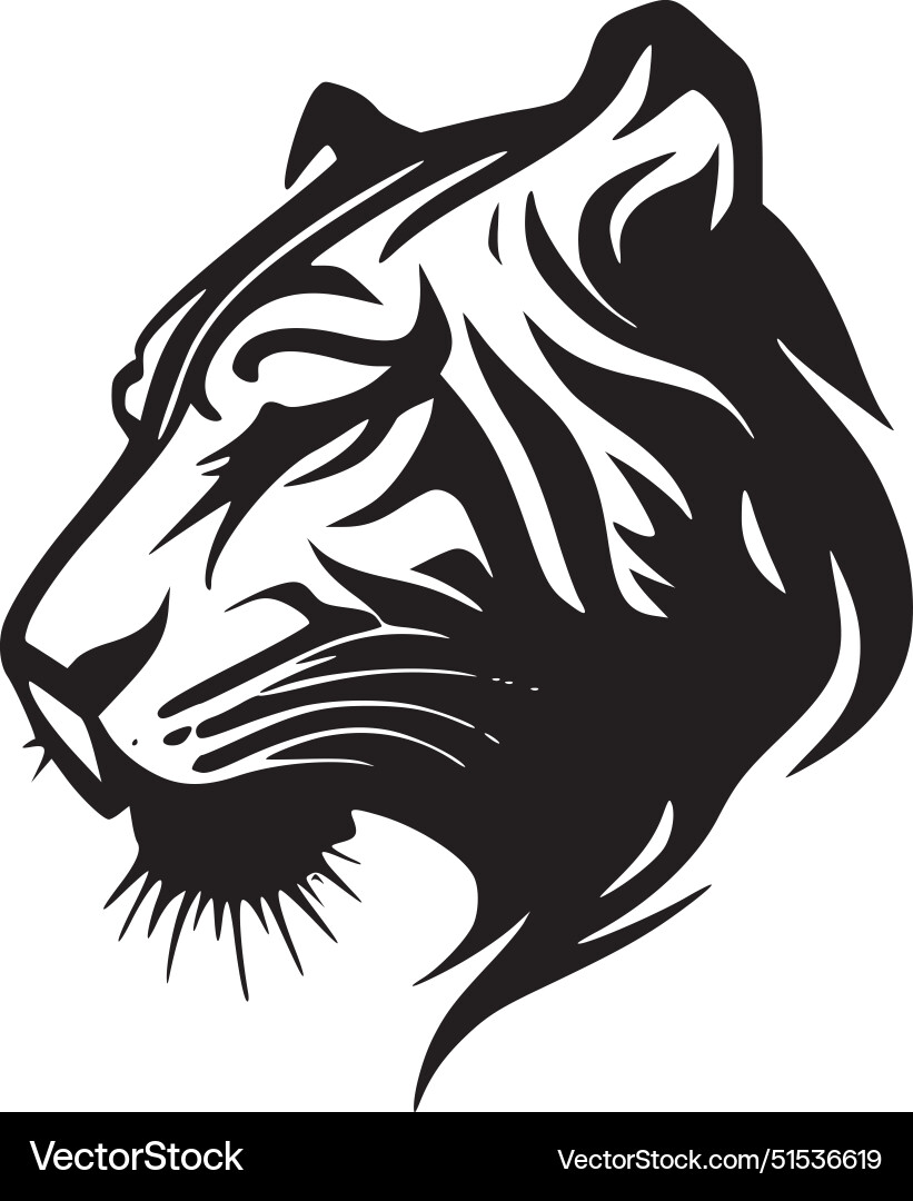 Tiger - black and white Royalty Free Vector Image