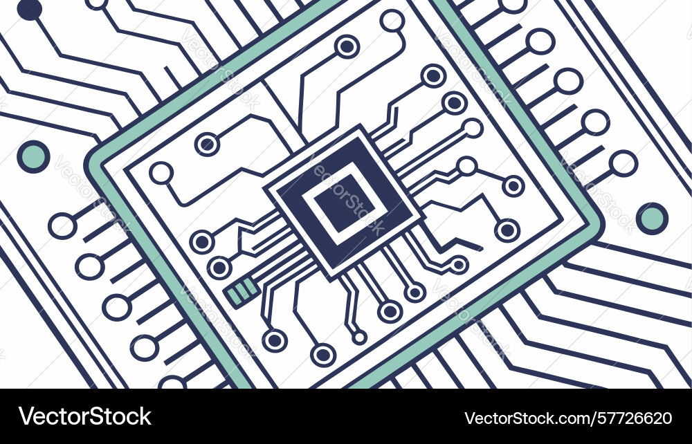 Circuit board with microchip core of digital vector image