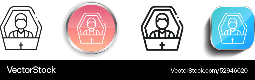 Coffin icon thin linear regular and button style vector image