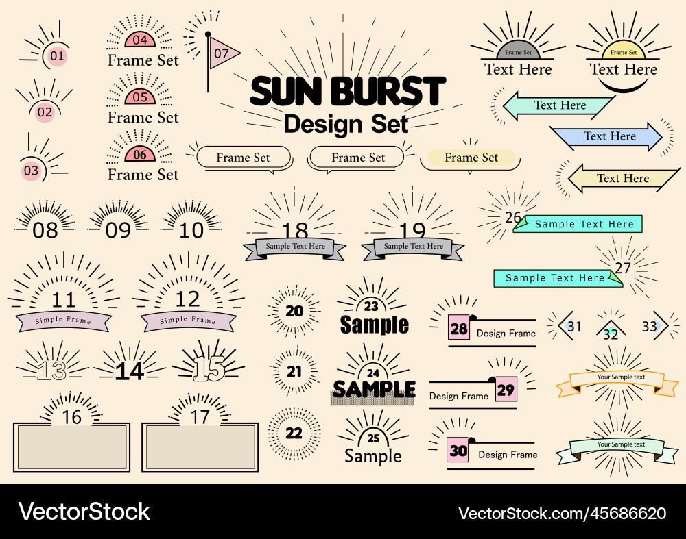 Elegant Sunburst Frame Set Vector Image