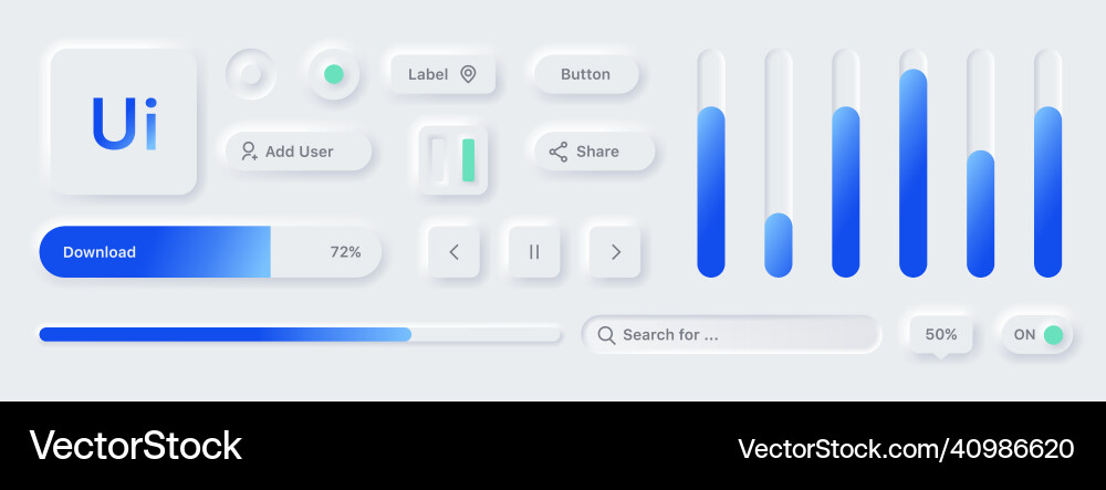Neumorphism and toggles design light web ui vector image