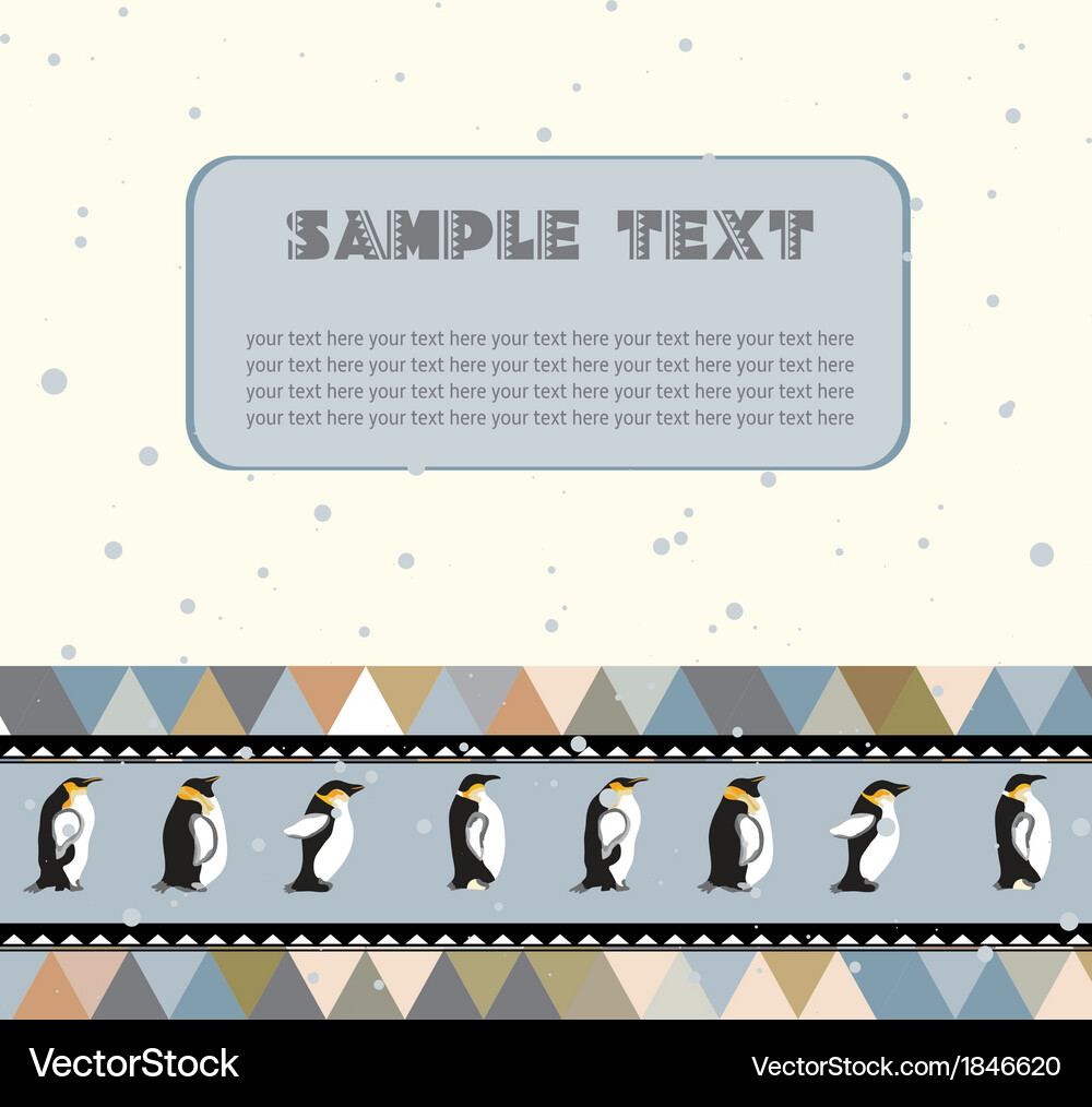 Penguins and a triangular design Vector Image
