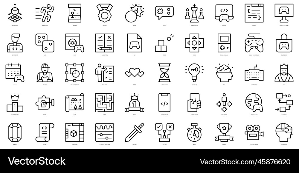 Set of thin line game development icons Vector Image