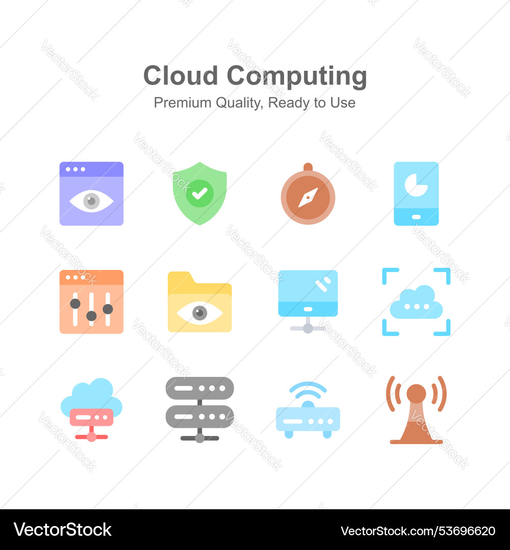 Visually perfect cloud computing icons set ready Vector Image