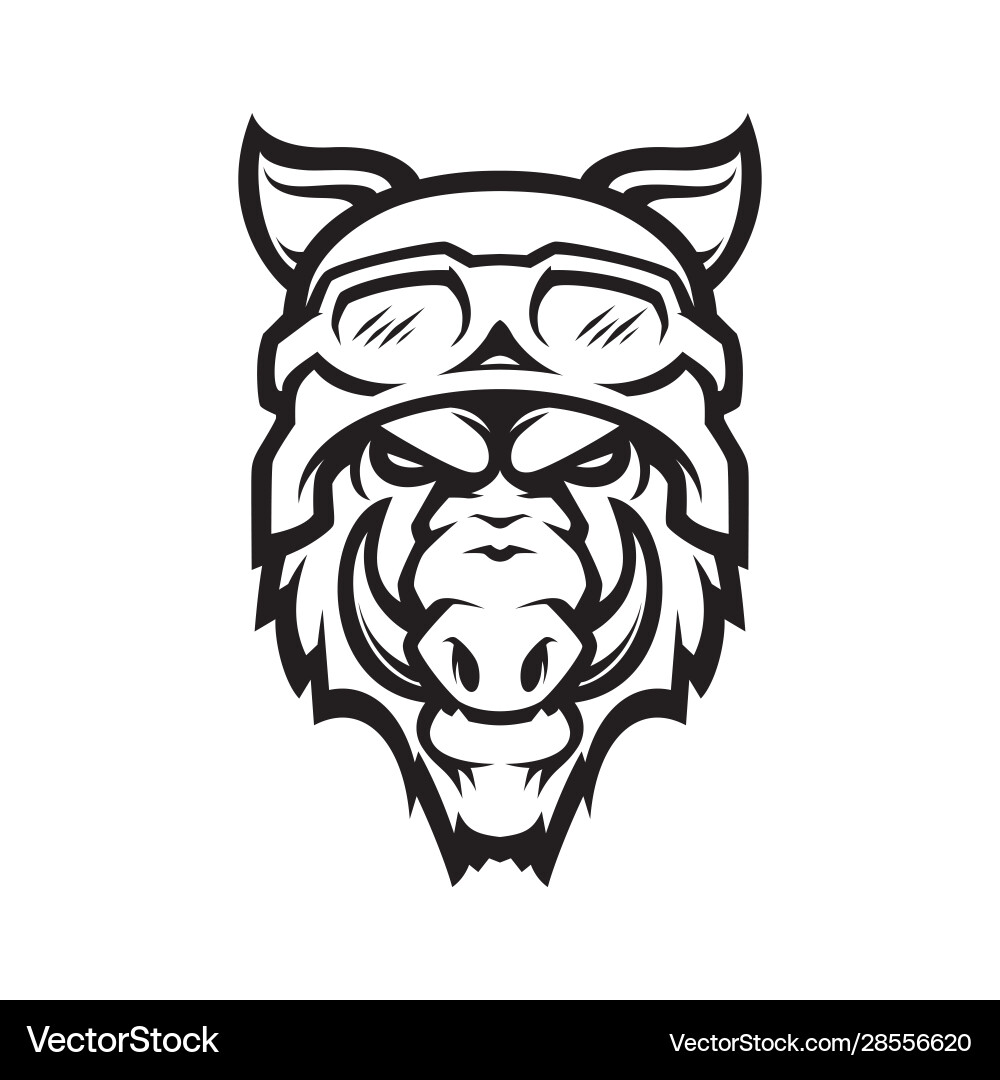 Wild hog head mascot vector image
