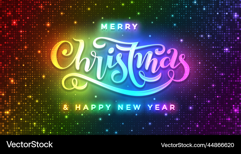 Year rainbow neon sign spark glow Year rainbow neon sign spark glow vector image