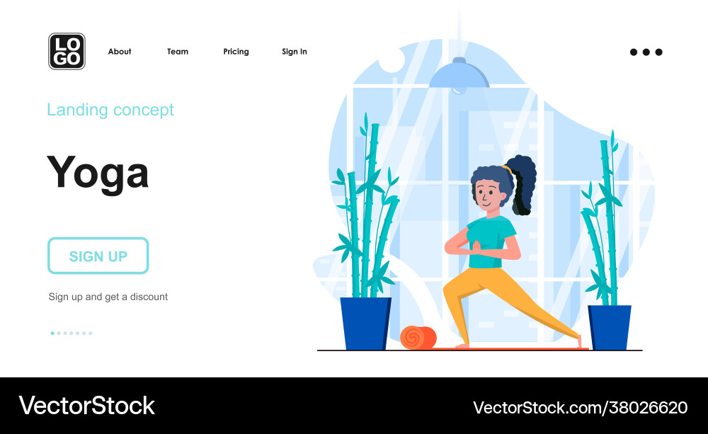 Yoga Web-Konzept Frau tun asana Ausbildung Yoga Web-Konzept Frau tun asana Ausbildung vektorbild