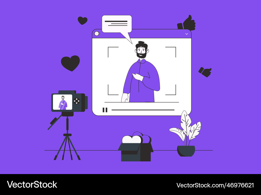 Blogging web concept with character scene in flat Blogging web concept with character scene in flat vector image