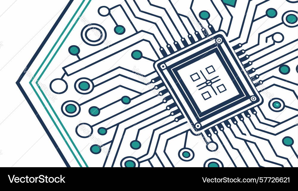Circuit board with cpu data processing ai core vector image