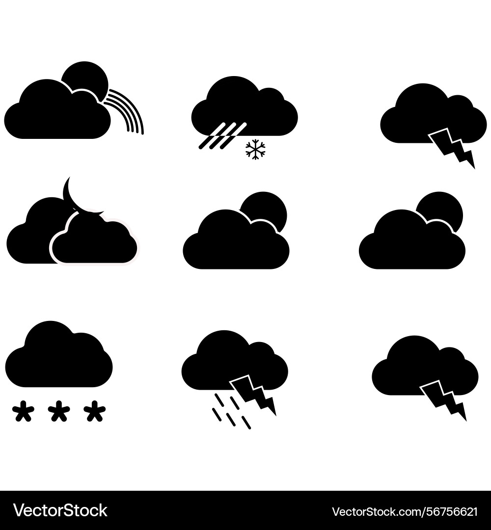 Clouds icons set of in different form Clouds icons set of in different form Vector Image