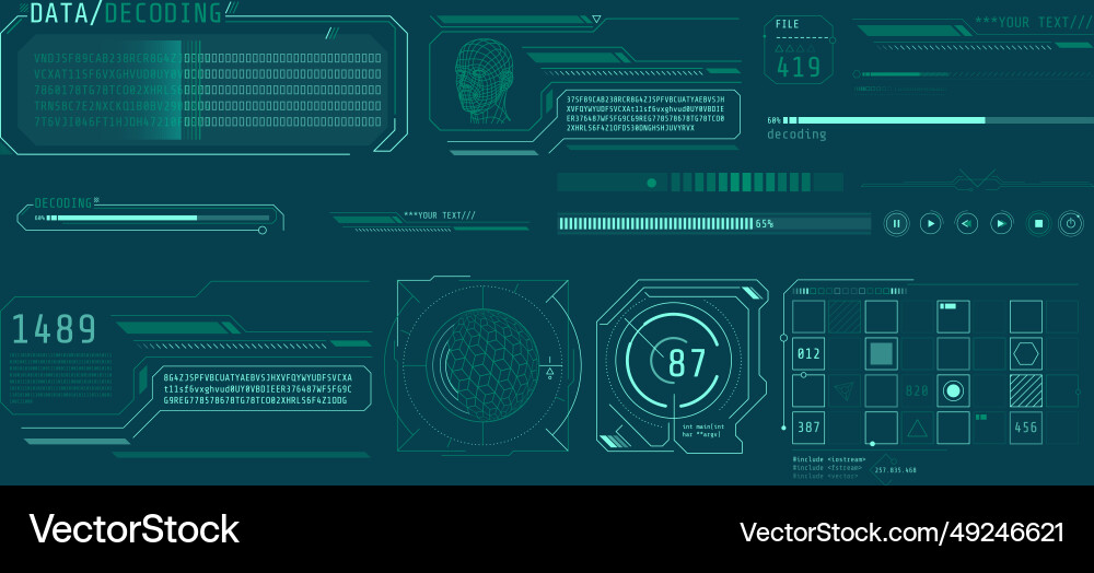 Hud Interface Design für die Decodierung großer Daten Hud Interface Design für die Decodierung großer Daten vektorbild