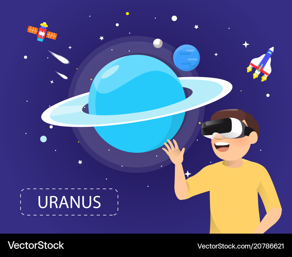 Man Using VR to View Uranus vector image