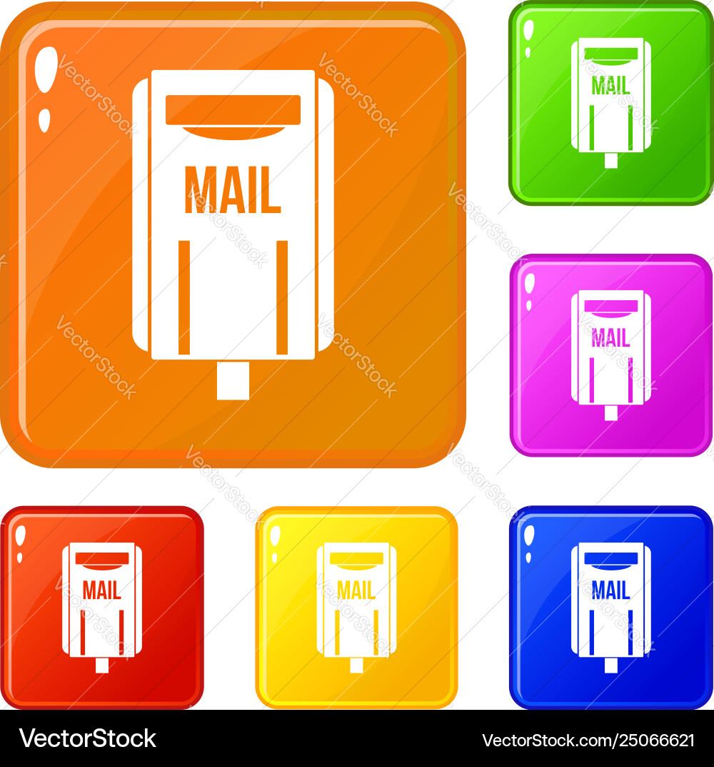 Post box icons set color Post box icons set color vector image