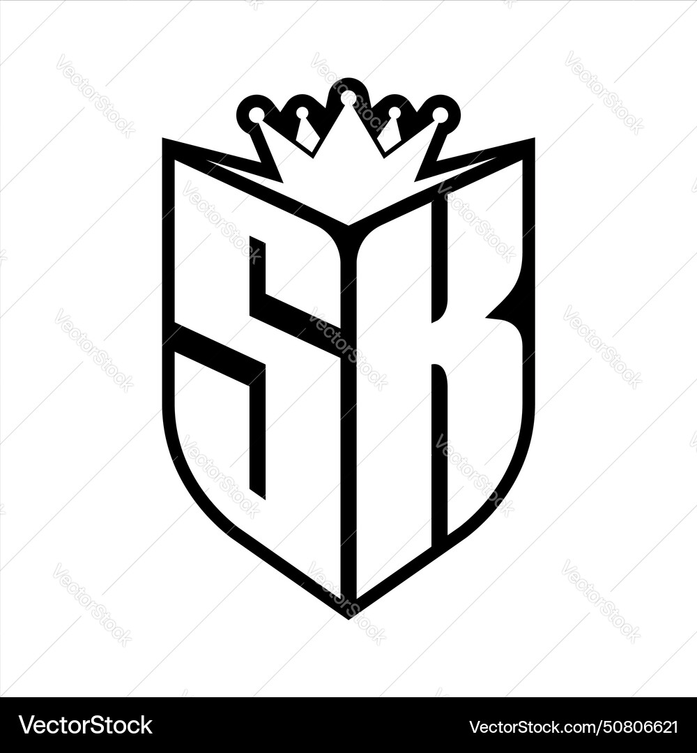 Sk letter bold monogram with shield shape Vector Image
