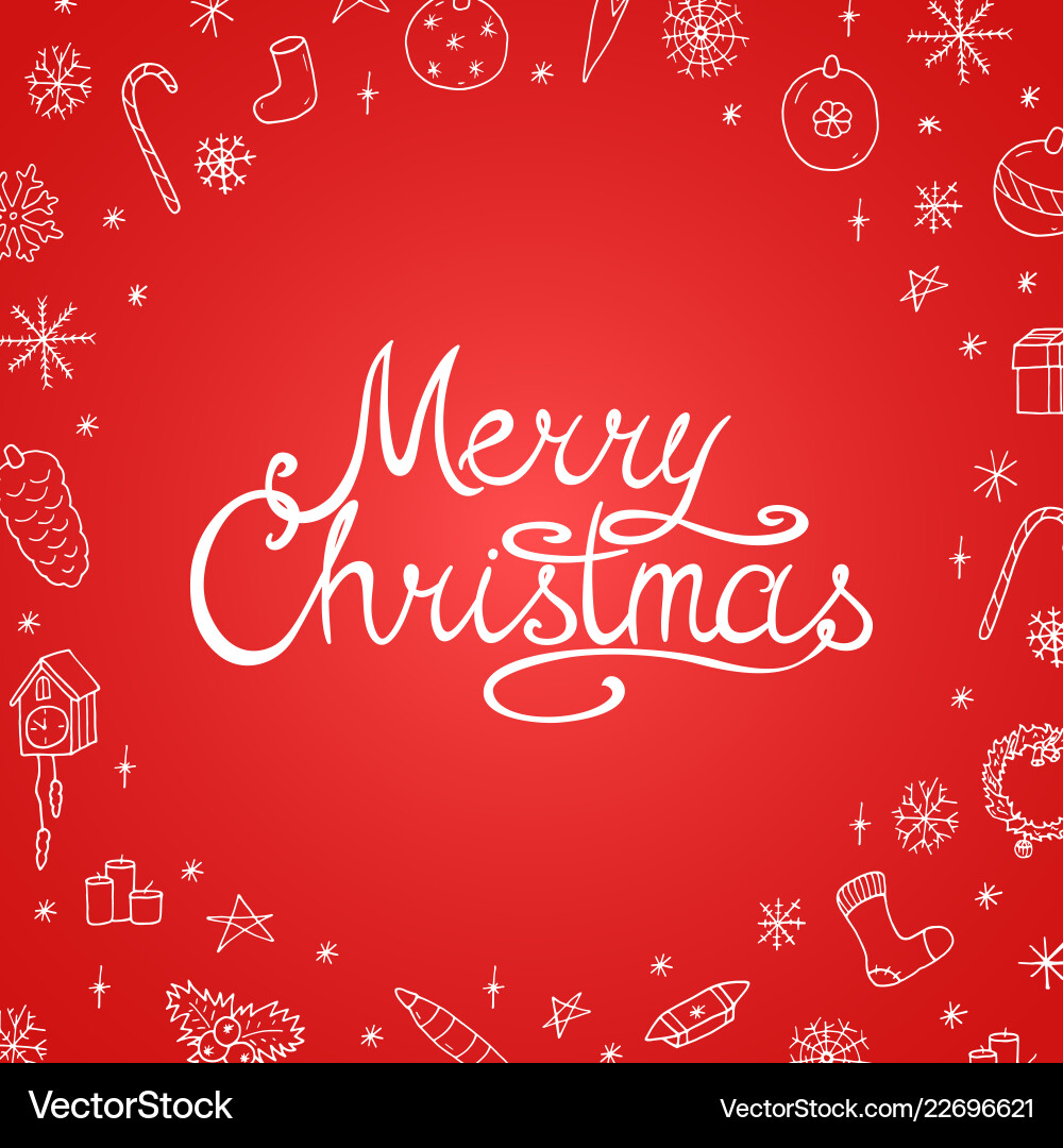 Winter holiday red background with hand drawn Winter holiday red background with hand drawn vector image