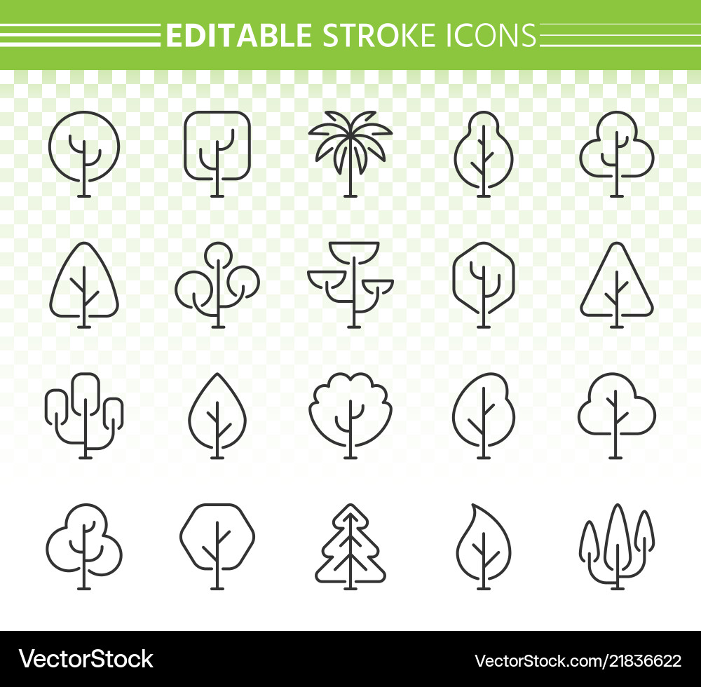 Abstract tree simple black line icons set Abstract tree simple black line icons set vector image