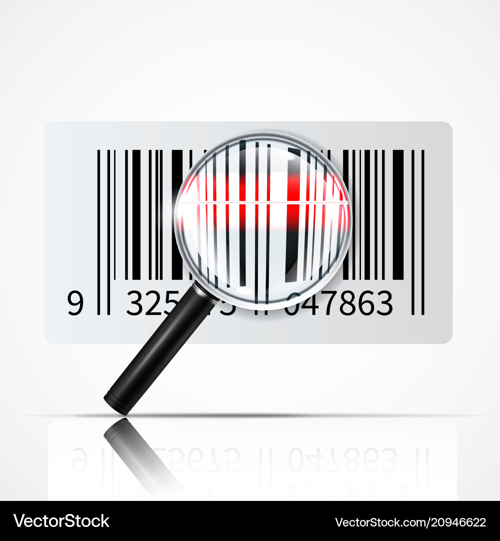 Bar code magnifier realistic Bar code magnifier realistic vector image