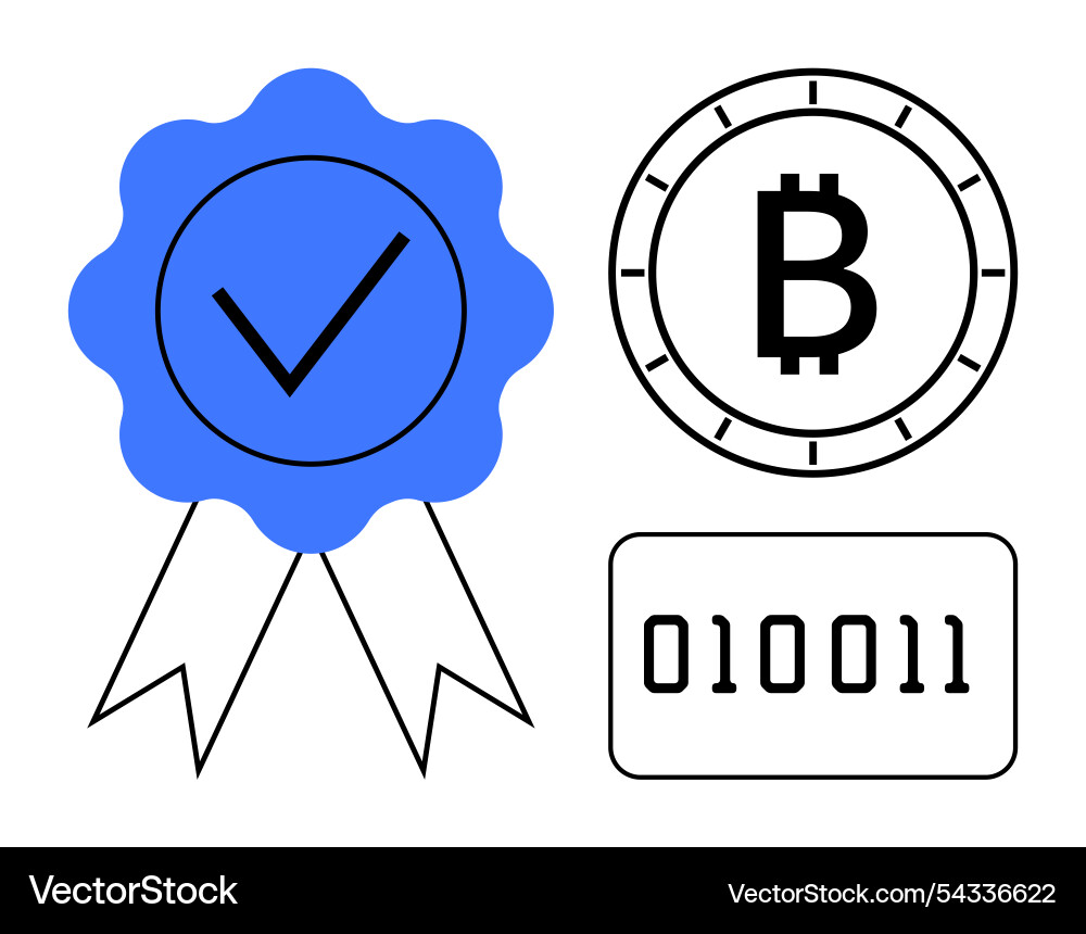Blockchain verification badge with checkmark vector image