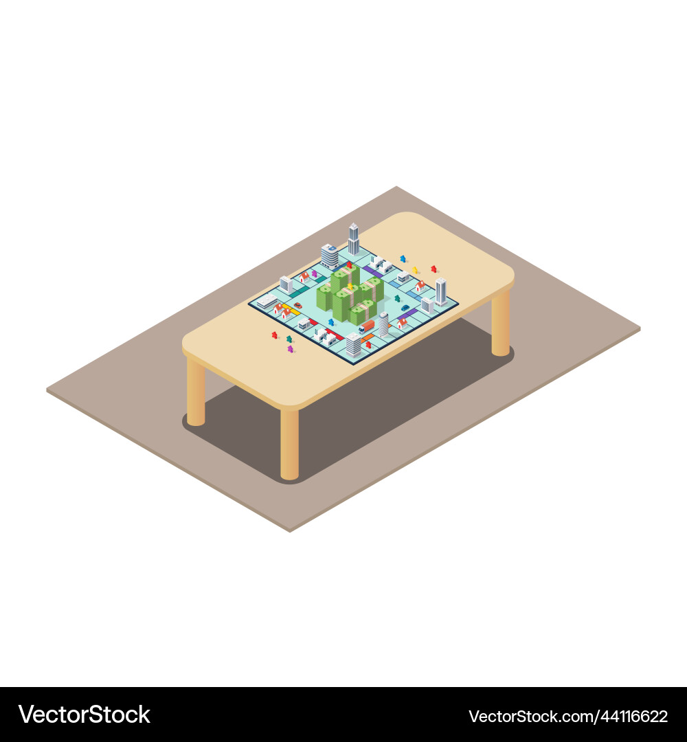 Board game on the table isometric view Board game on the table isometric view vector image