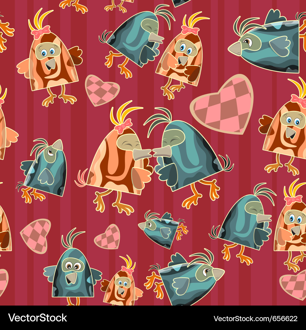 Cheerful Bird Pattern Vector Image
