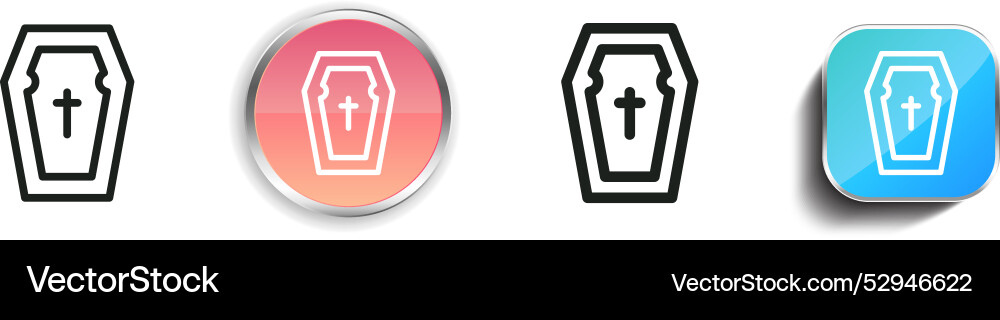 Coffin icon thin linear regular and button style vector image
