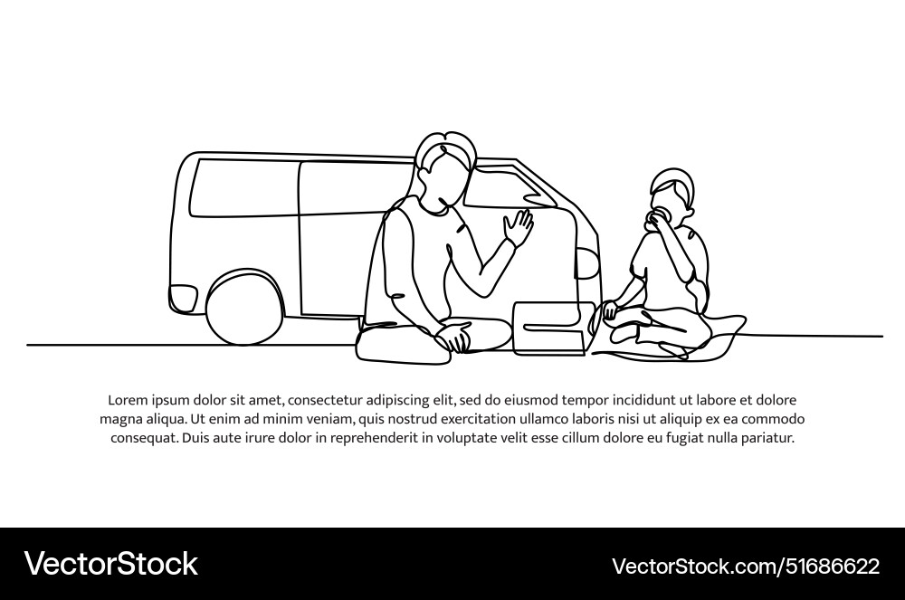 Continuous one line design of picnic Vector Image