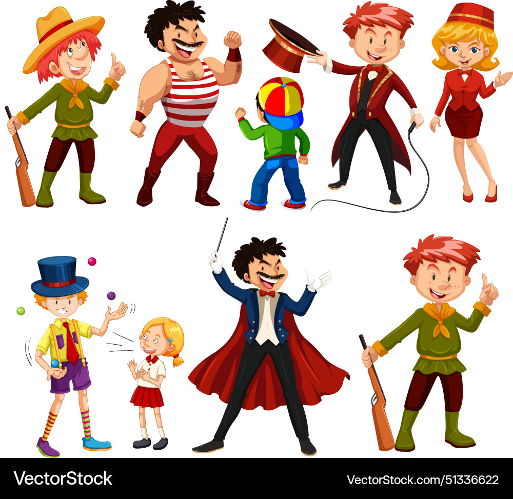 Diverse Gruppe von Cartoonzeichen in verschiedenen Diverse Gruppe von Cartoonzeichen in verschiedenen vektorbild