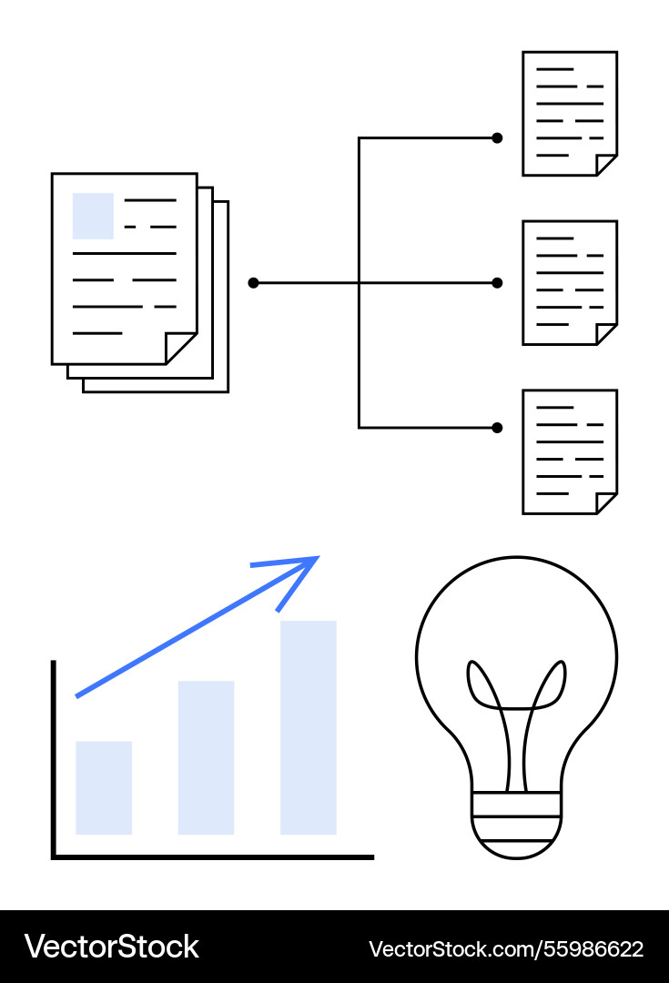 Document organization with data flow growth chart Document organization with data flow growth chart vector image