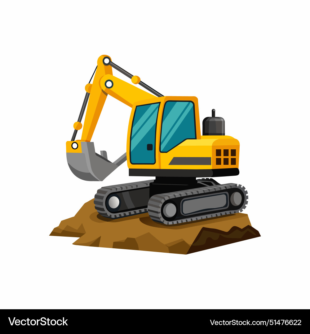 Excavator vehicle working realistically flat Excavator vehicle working realistically flat Vector Image