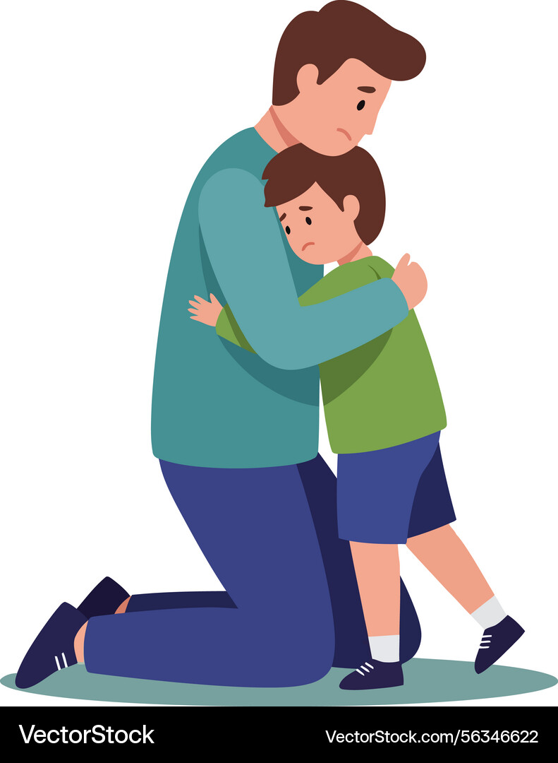 Father Comforting Son - Emotional Support Vector Image