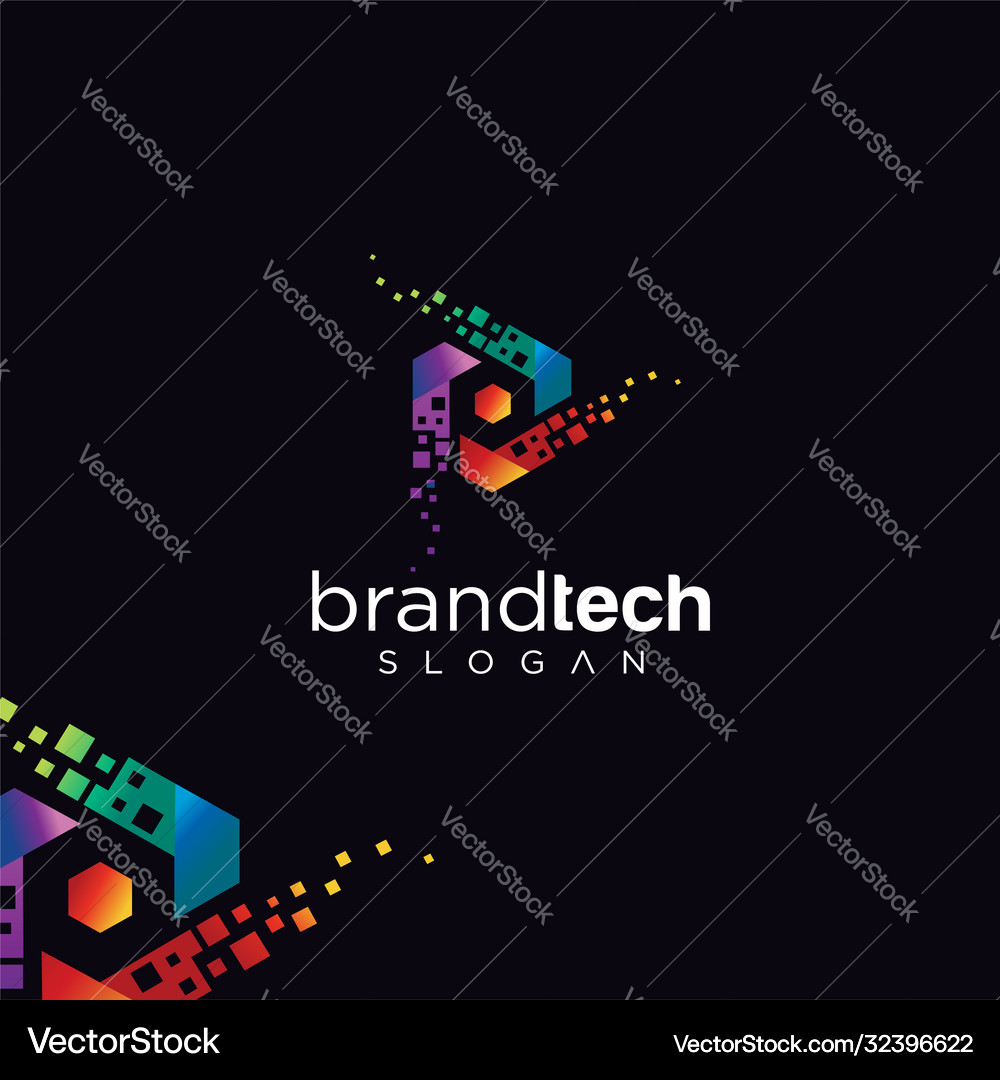 Hexagon tech logo design digital box cube Vector Image