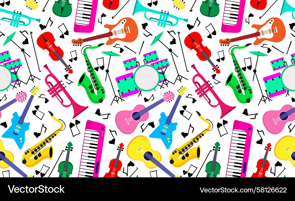 Musical Instrument Repeat Pattern Vector Image