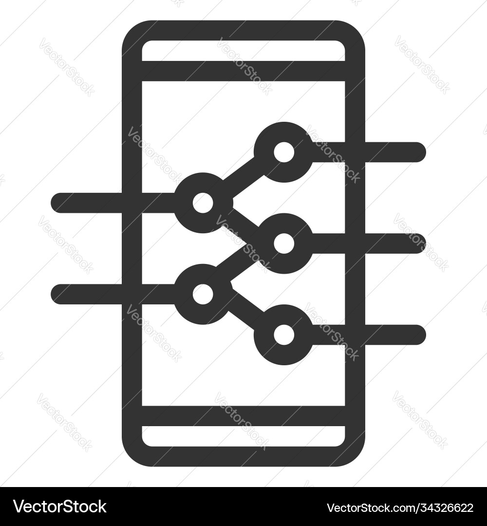 Phone with neural network icon artificial vector image