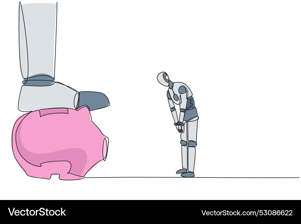 Single continuous line drawing a new robot nodded Single continuous line drawing a new robot nodded vector image