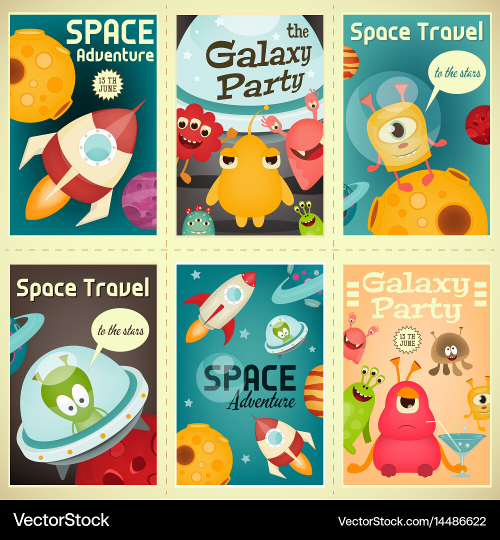 Space Monsters & Ships Vector Image