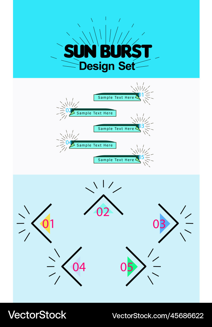 Sunburst design set simple heading frame Sunburst design set simple heading frame vector image