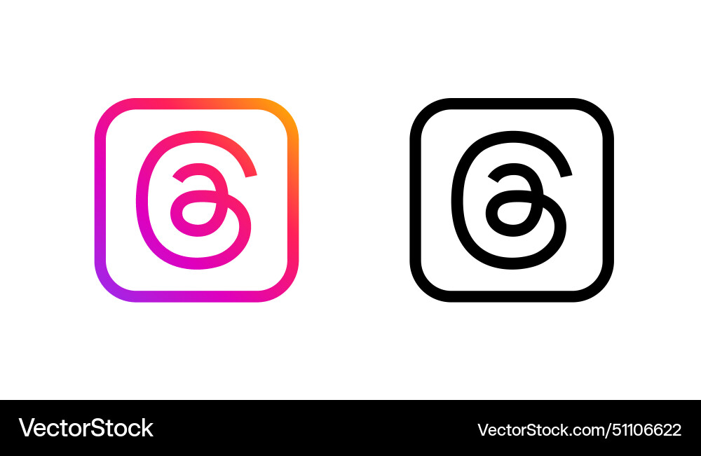 Threads app logo in two colors Royalty Free Vector Image