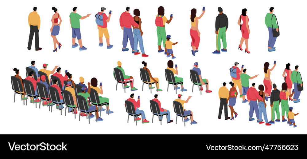 Audience back view people crowd event in class Audience back view people crowd event in class vector image