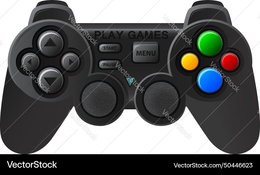 Black joystick with different buttons Black joystick with different buttons vector image