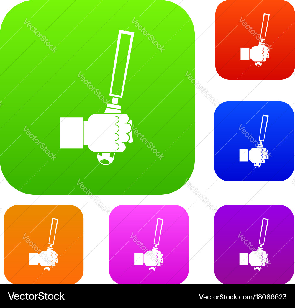 Chisel tool in man hend set color collection Vector Image