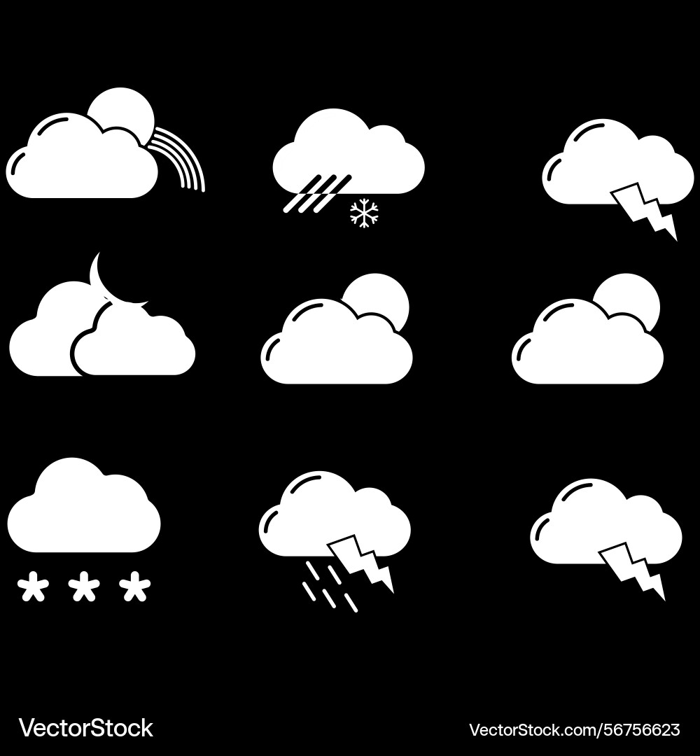 Clouds icons set of in different form Clouds icons set of in different form Vector Image