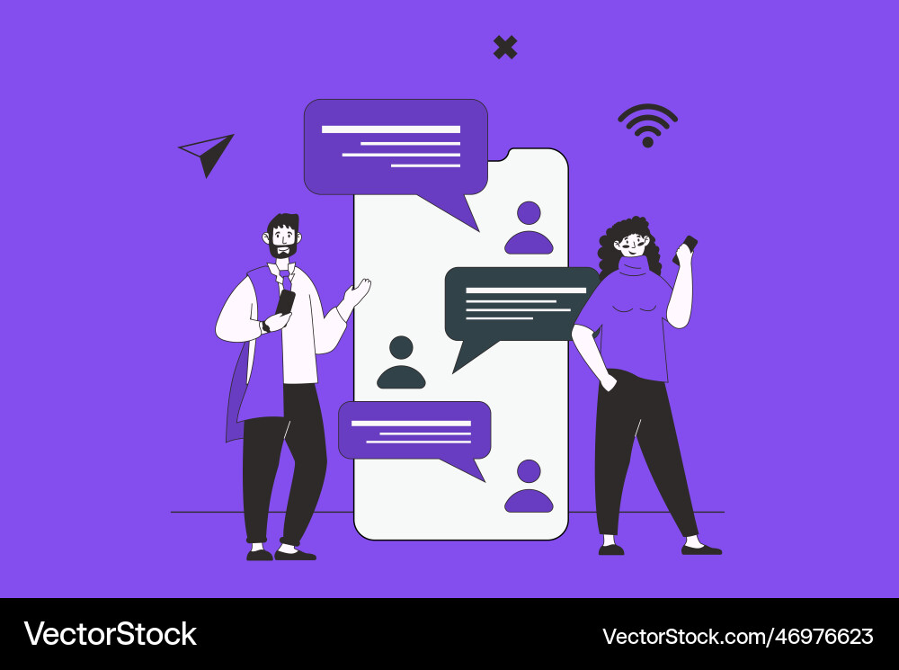 Communication via mobile web concept vector image