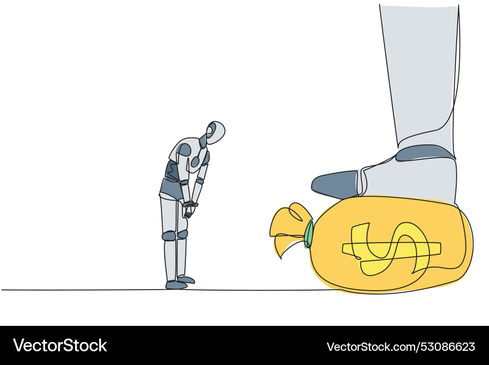 Continuous one line drawing smart robot nodded Continuous one line drawing smart robot nodded vector image