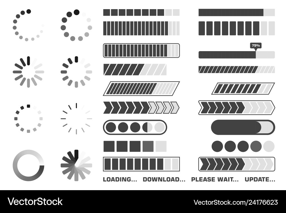 Loading & Download Icons vector image
