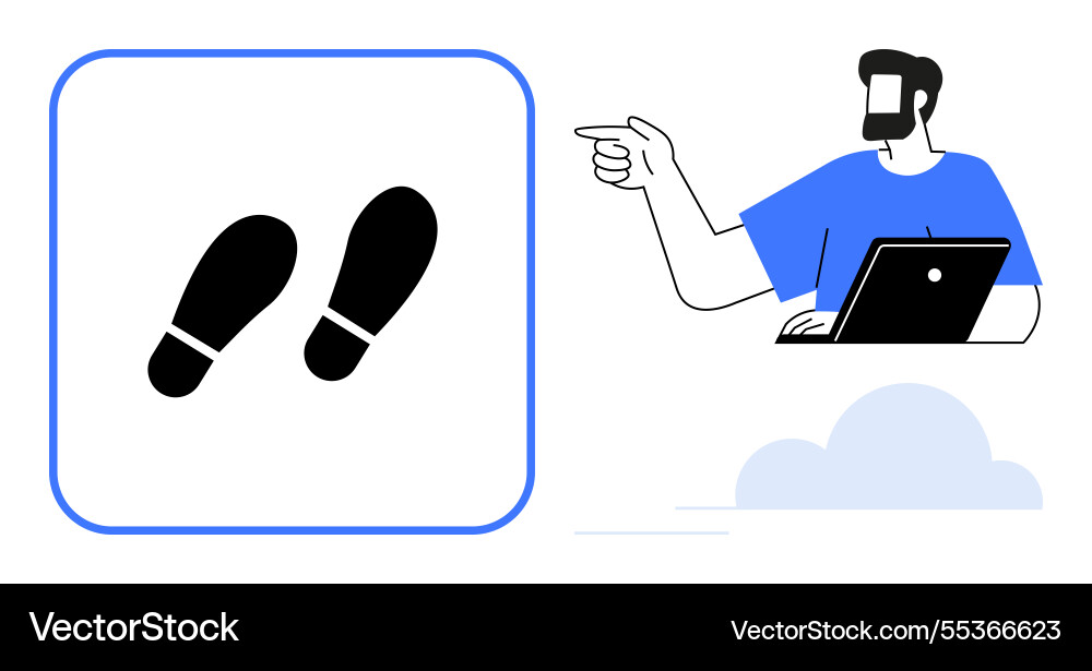 Man at desk pointing towards directions vector image