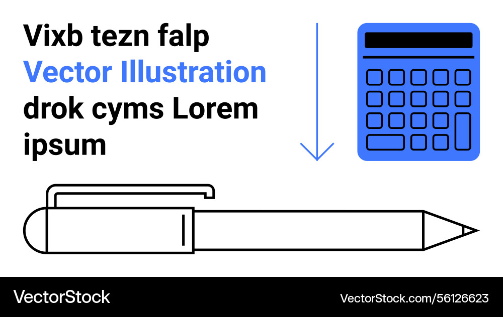 Pen and calculator with text elements highlighting Pen and calculator with text elements highlighting Vector Image
