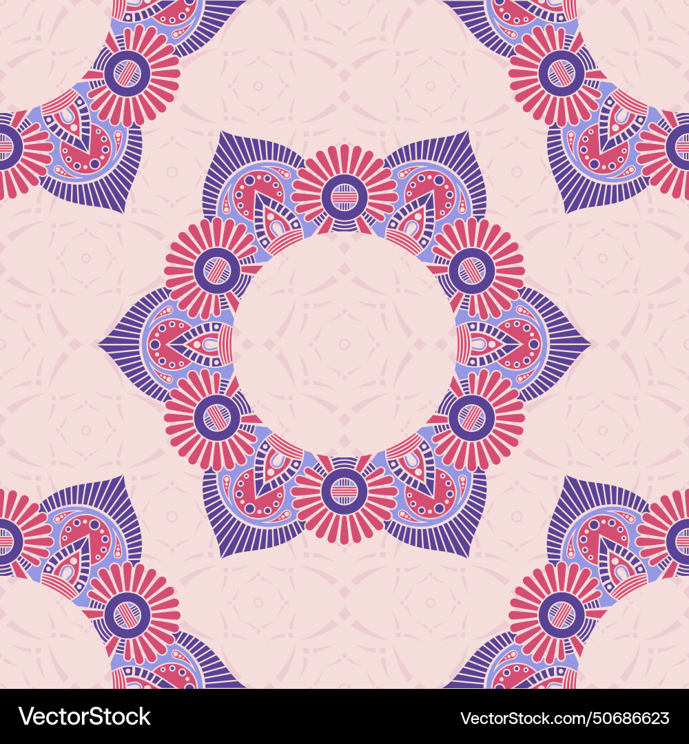 Seamless color pattern with mandala abstract vector image